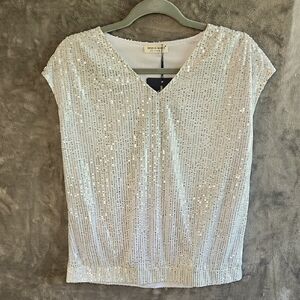 Anne Klein Silver Sequin Women's Top